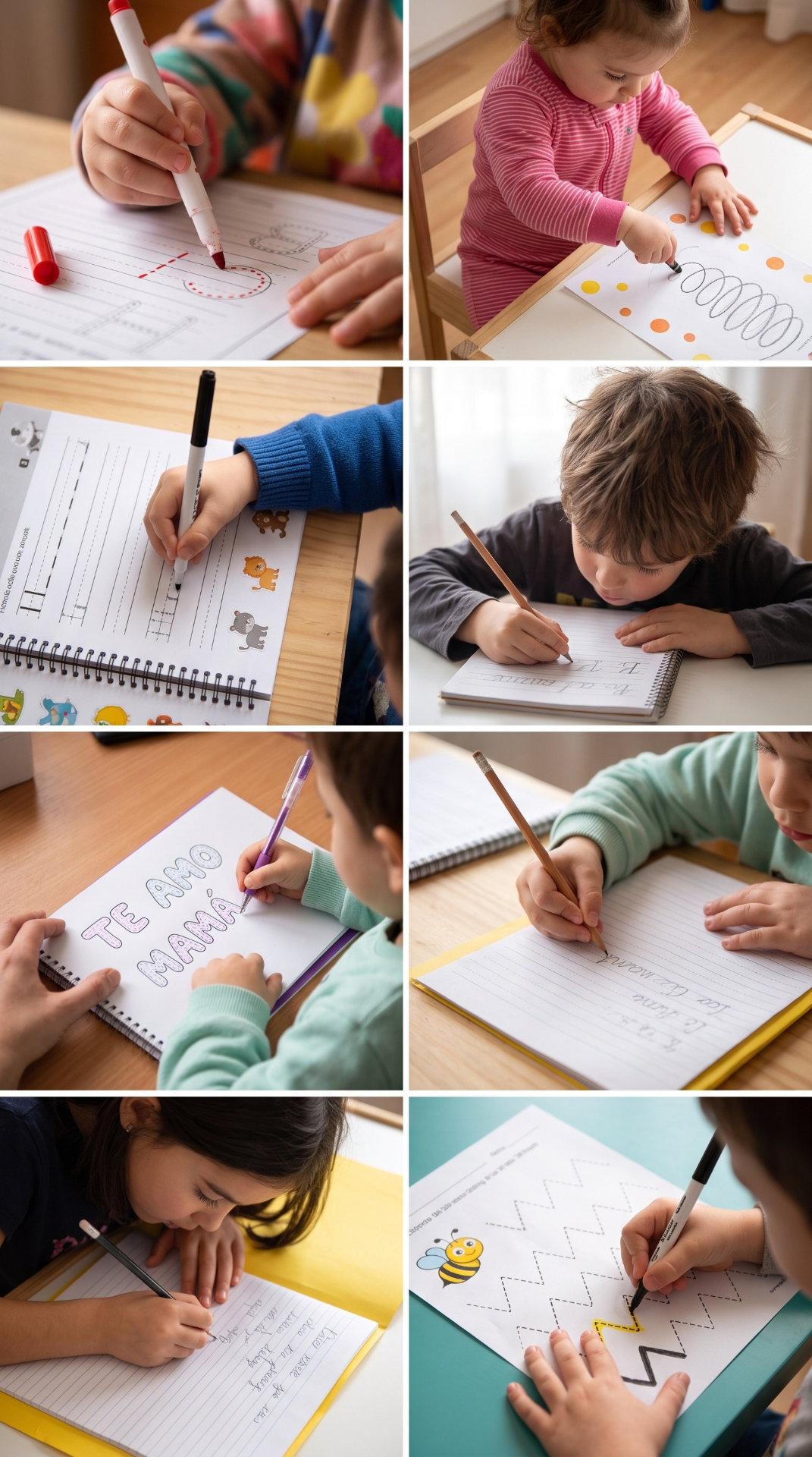 Niños practicando la escritura y lectura con el Kit